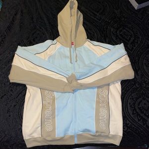 (XL) SUPREME Track Paneled Zip Up Hooded Sweatshirt